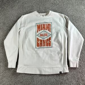 Miami Hurricanes Sweatshirt Mens Medium Beige Orange Crewneck Pullover